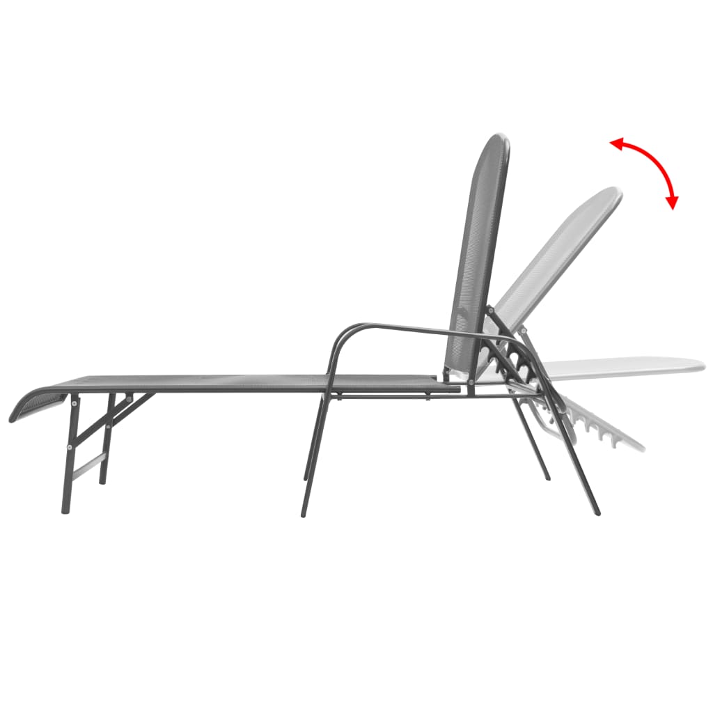 Sun loungers 2 pieces with table steel anthracite