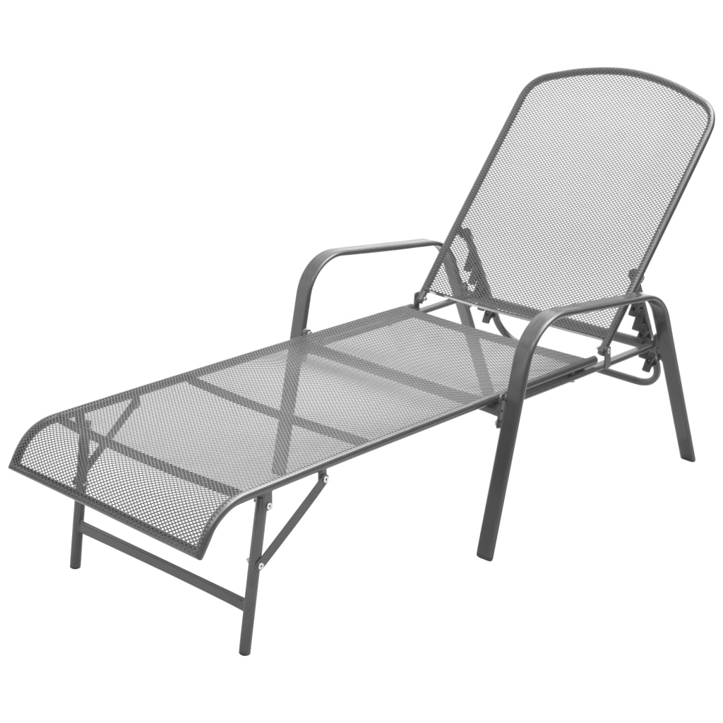 Sun loungers 2 pieces with table steel anthracite