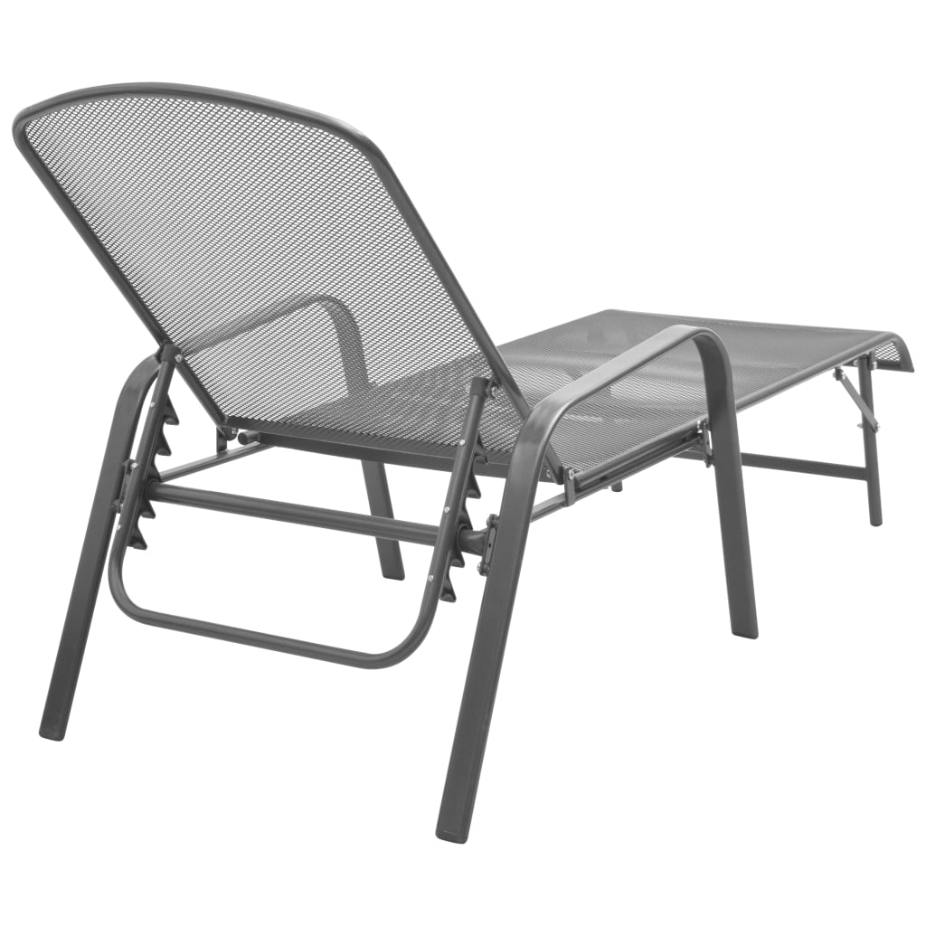 Sun loungers 2 pieces with table steel anthracite