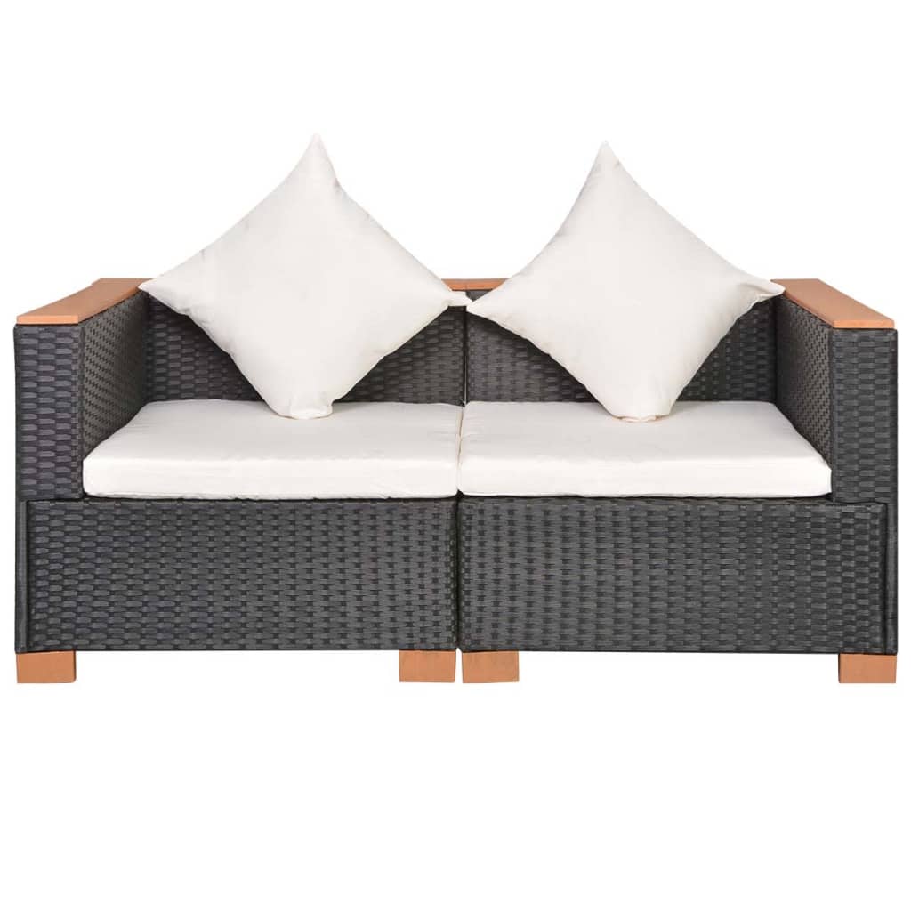 Garden sofa poly rattan black