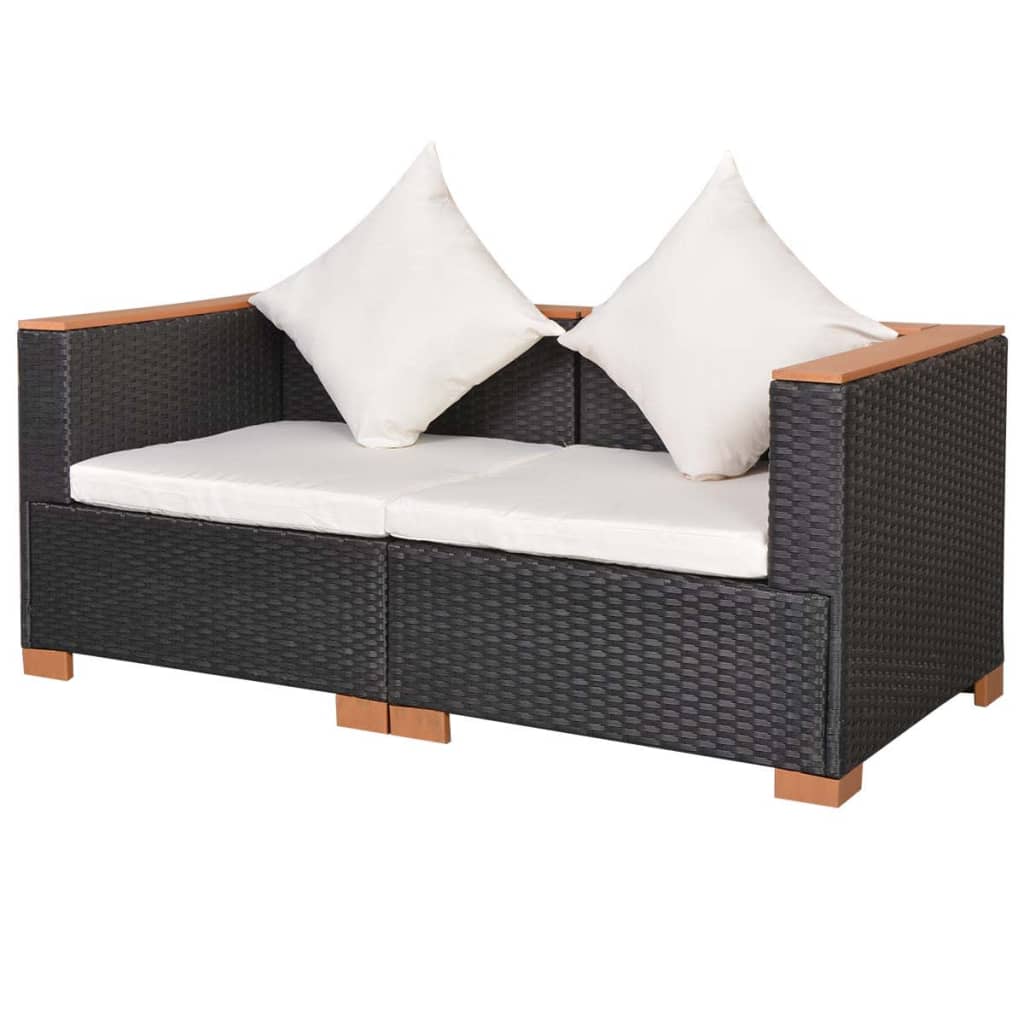 Garden sofa poly rattan black
