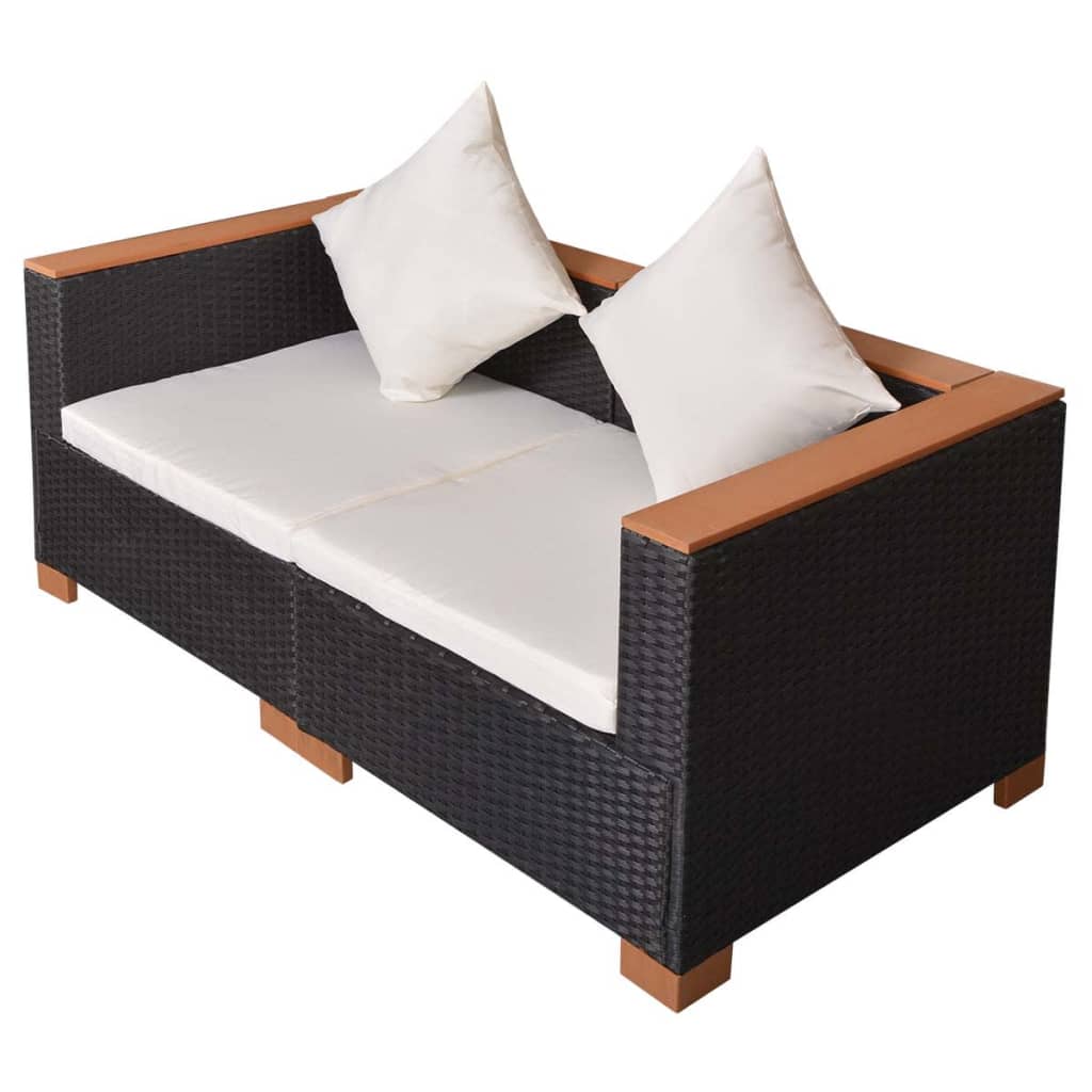 Garden sofa poly rattan black