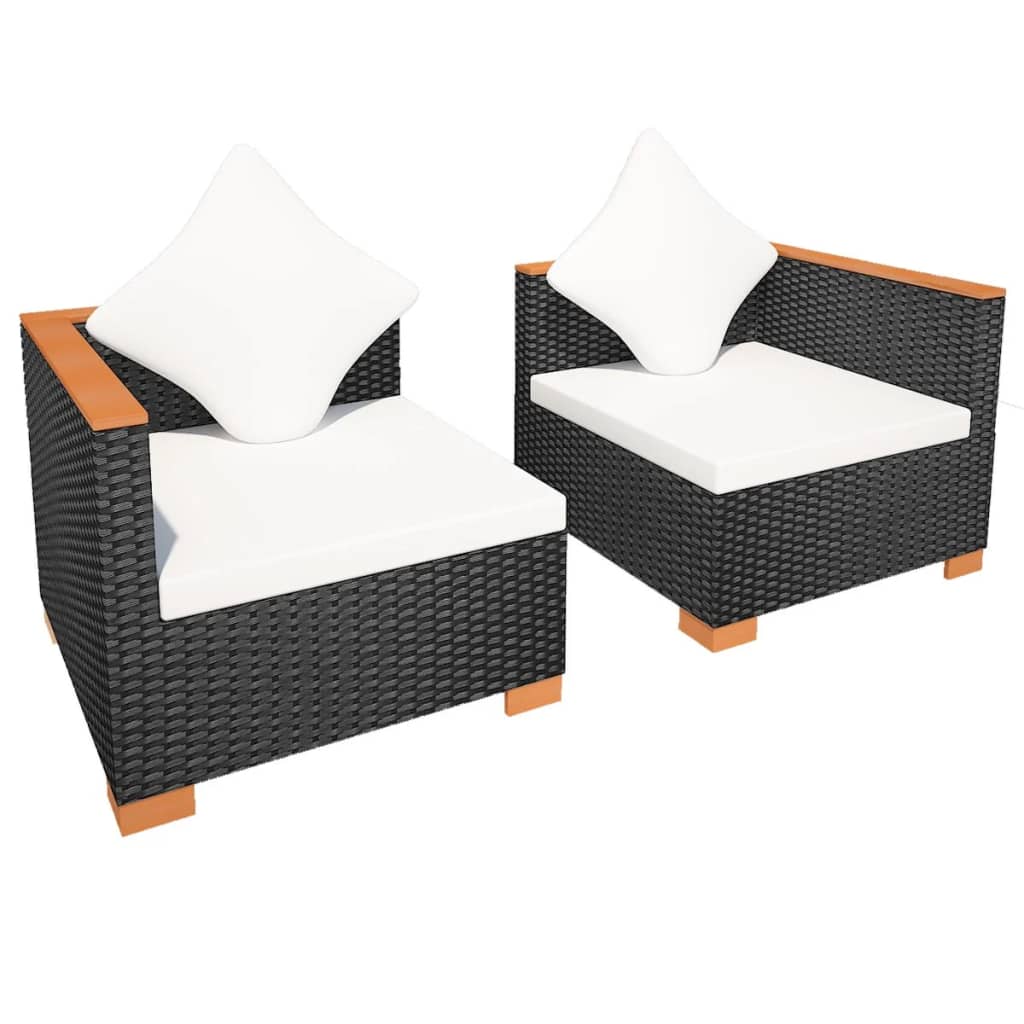 Garden sofa poly rattan black