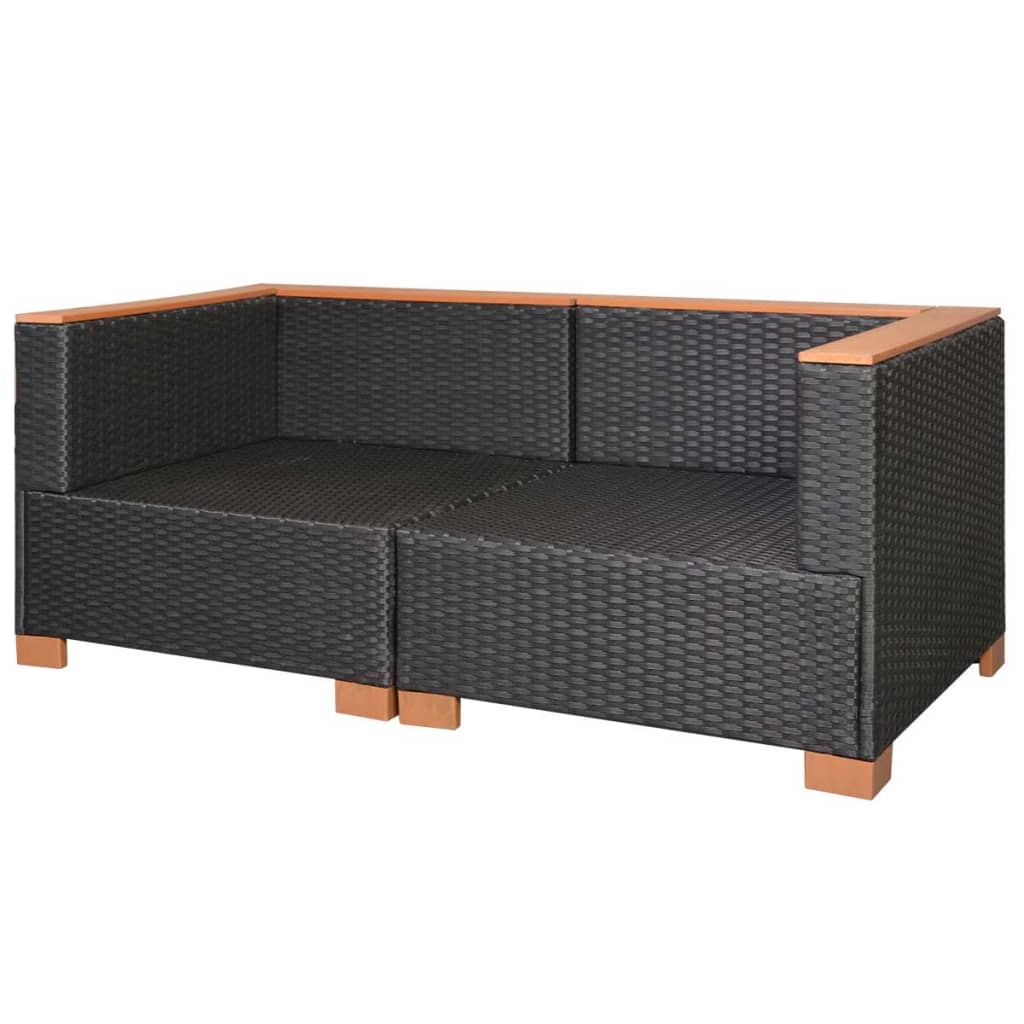 Garden sofa poly rattan black