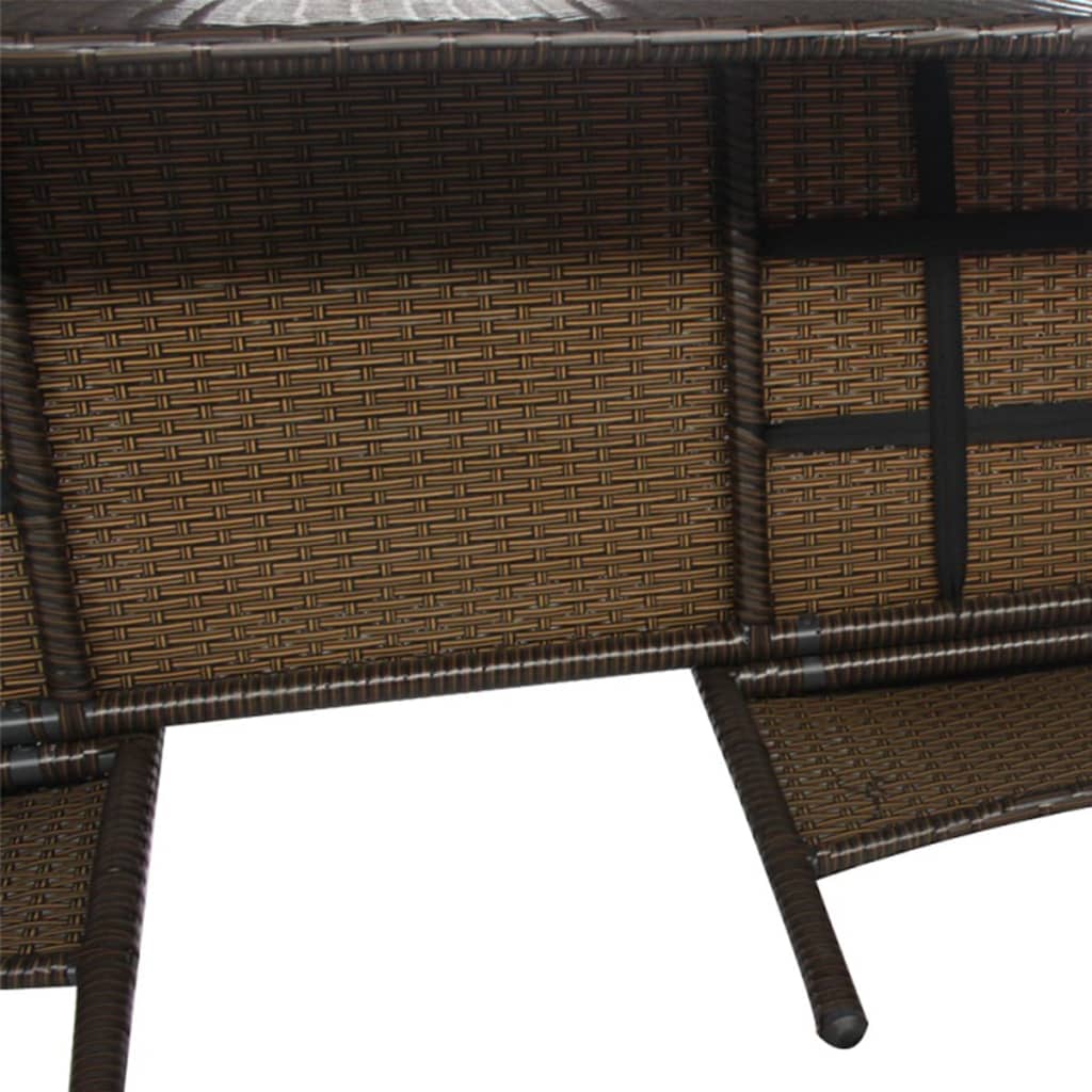 2-seater garden sofa with tea table poly rattan brown