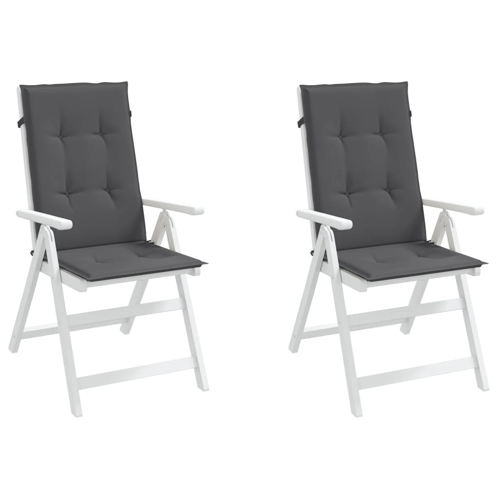 Garden chair cushions for high-back chairs 2 pieces. Anthracite 120x50x3 cm