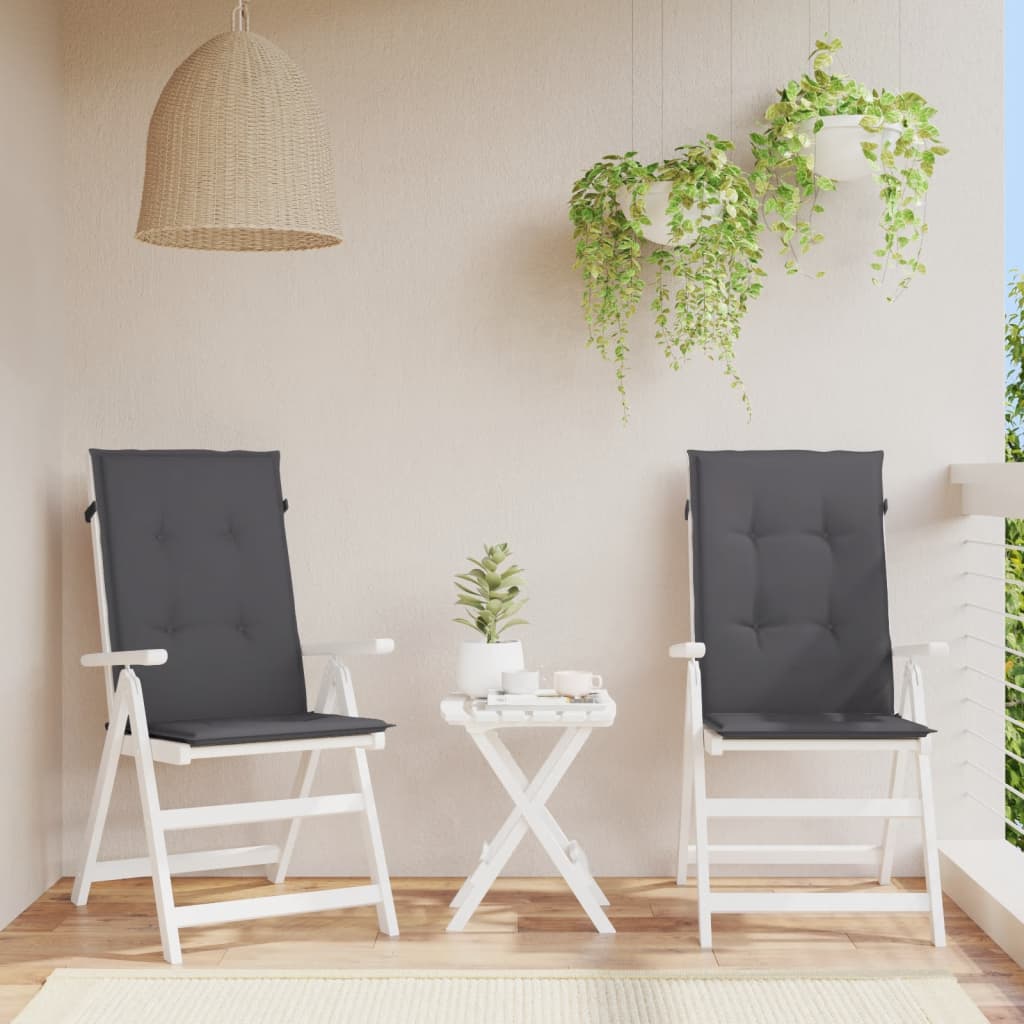 Garden chair cushions for high-back chairs 2 pieces. Anthracite 120x50x3 cm