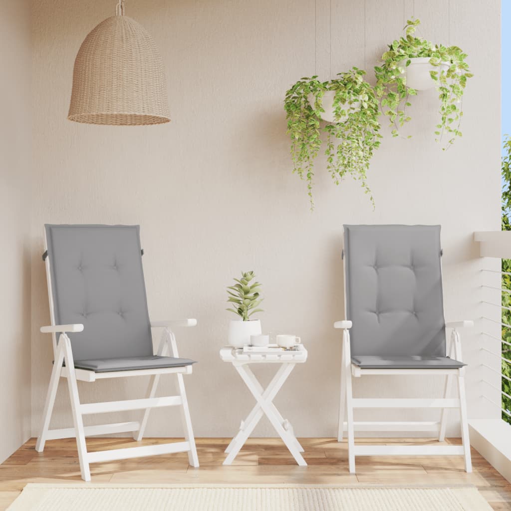 Garden chair cushions for high-back chairs 2 pieces. Gray 120x50x3cm fabric