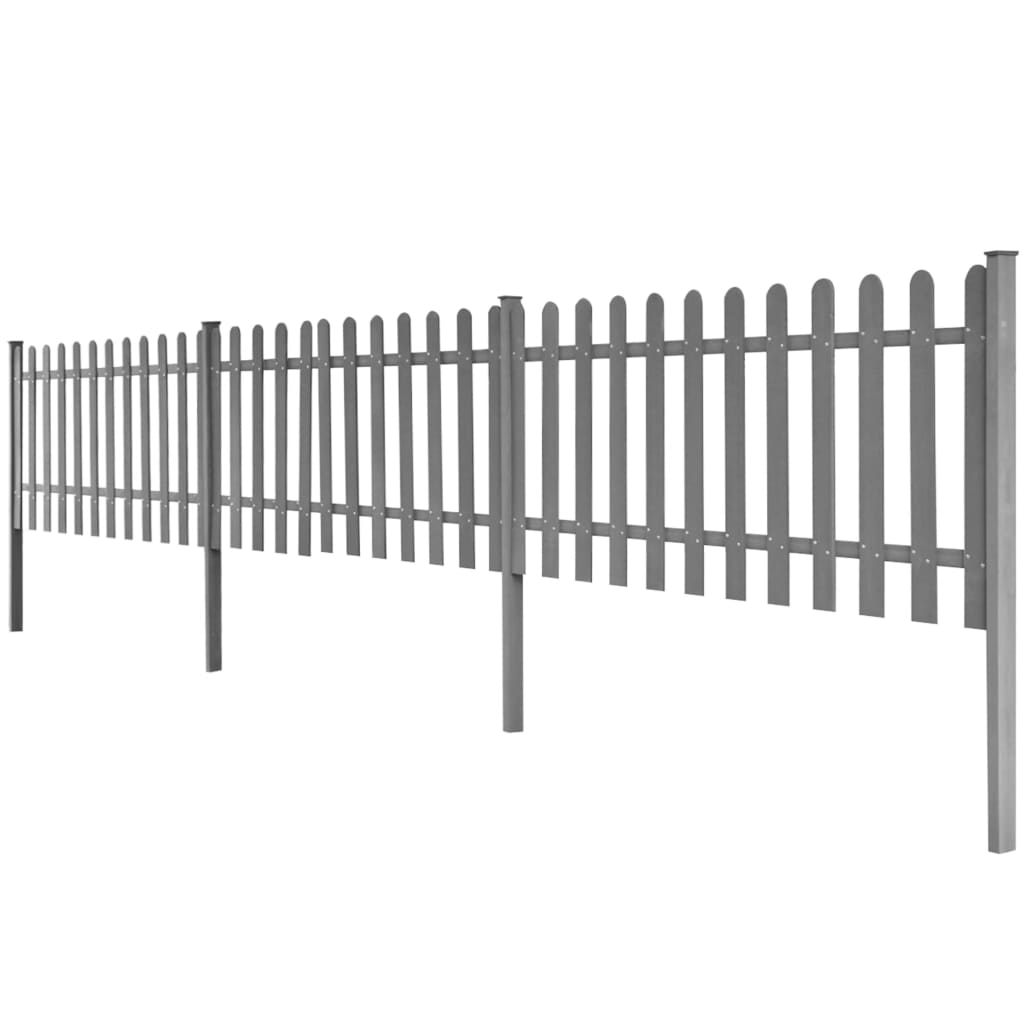 Palissade avec poteaux 3 pcs WPC 600x60 cm