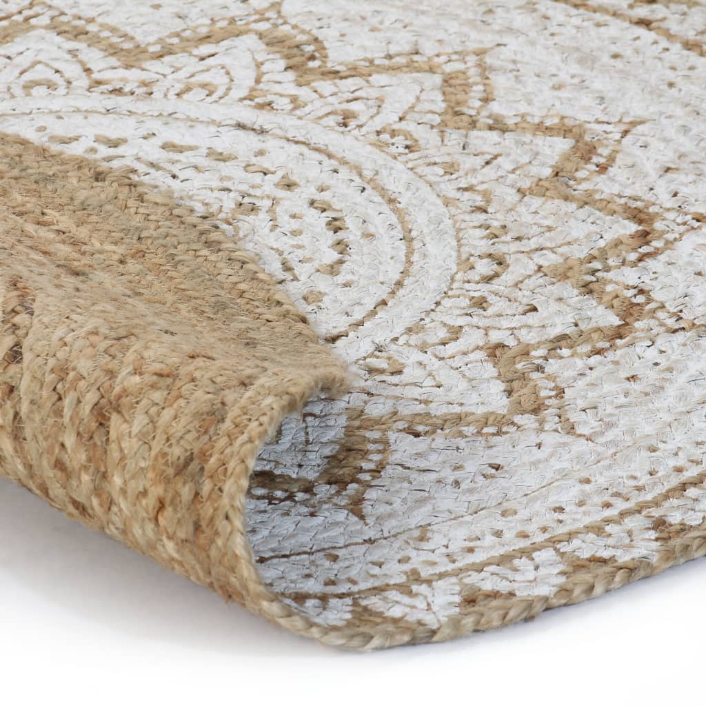 Teppich Jute Geflochten Bedruckt 90 cm Rund