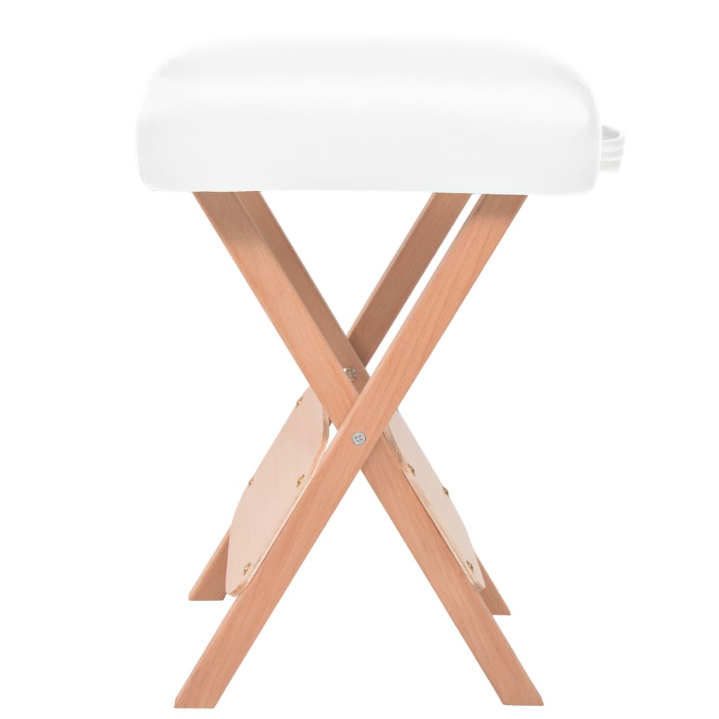 Massage table 2-zone with stool foldable 10 cm seat white