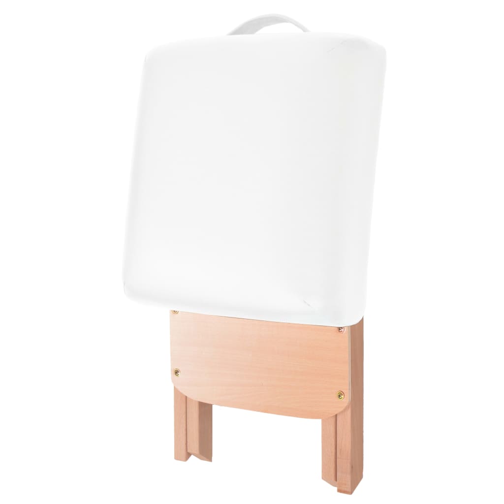 Massage table 2-zone with stool foldable 10 cm seat white