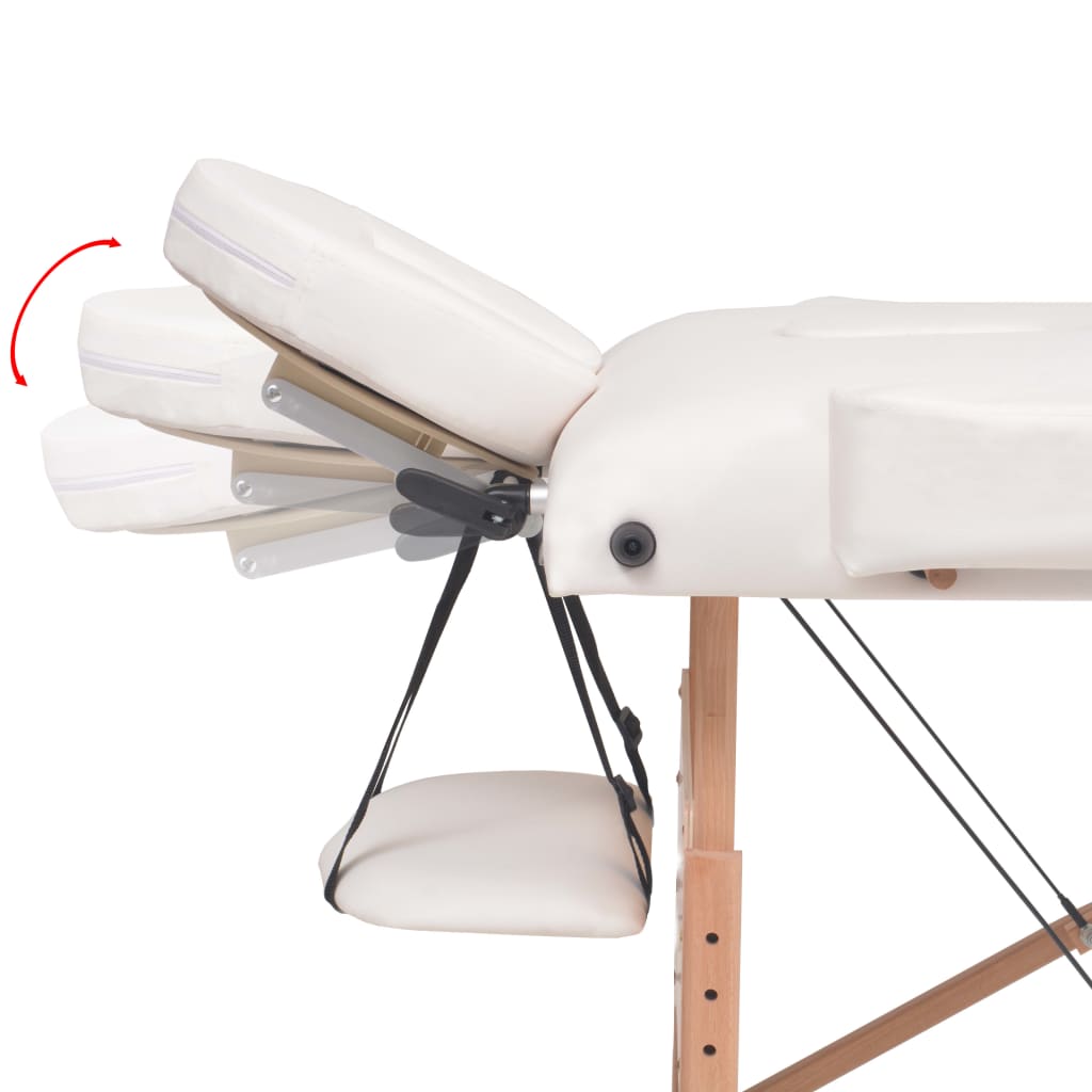 Massage table 2-zone with stool foldable 10 cm seat white