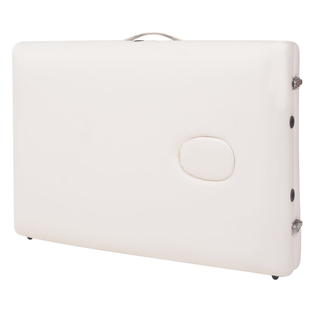 Massage table 2-zone with stool foldable 10 cm seat white