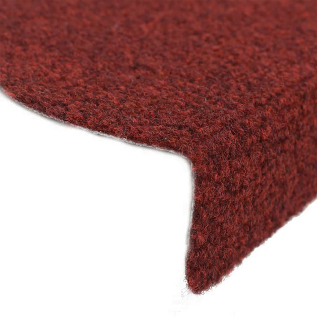 15 pcs. Self-adhesive stair mats needle felt 56x17x3cm red