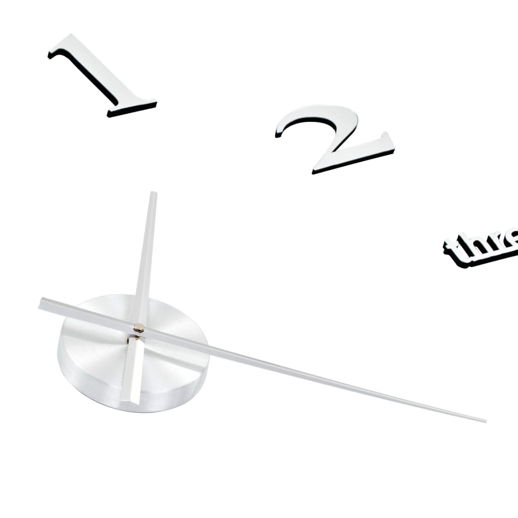 3D wall clock modern design 100 cm XXL silver