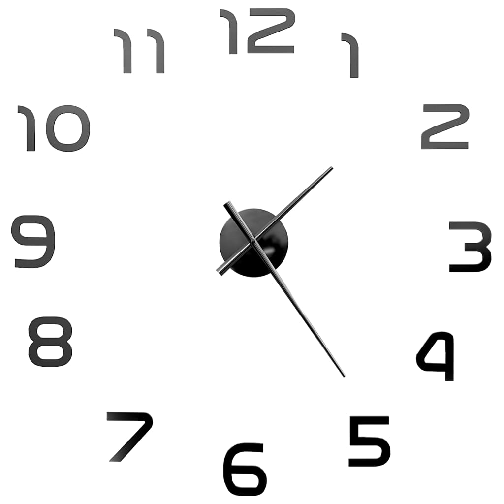 3D wall clock modern design 100 cm XXL black