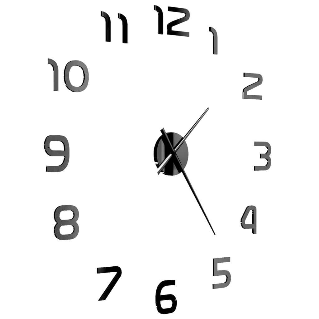 3D wall clock modern design 100 cm XXL black