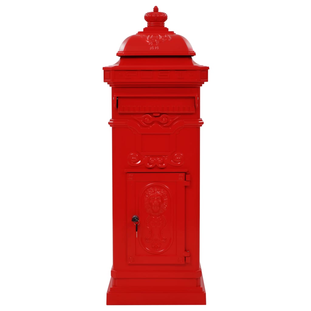 Column mailbox aluminum vintage style rustproof red