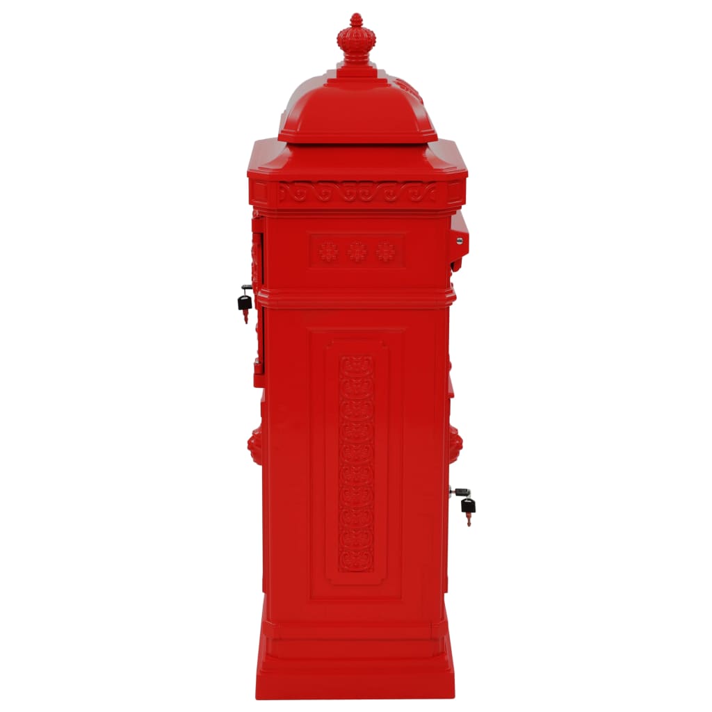 Column mailbox aluminum vintage style rustproof red