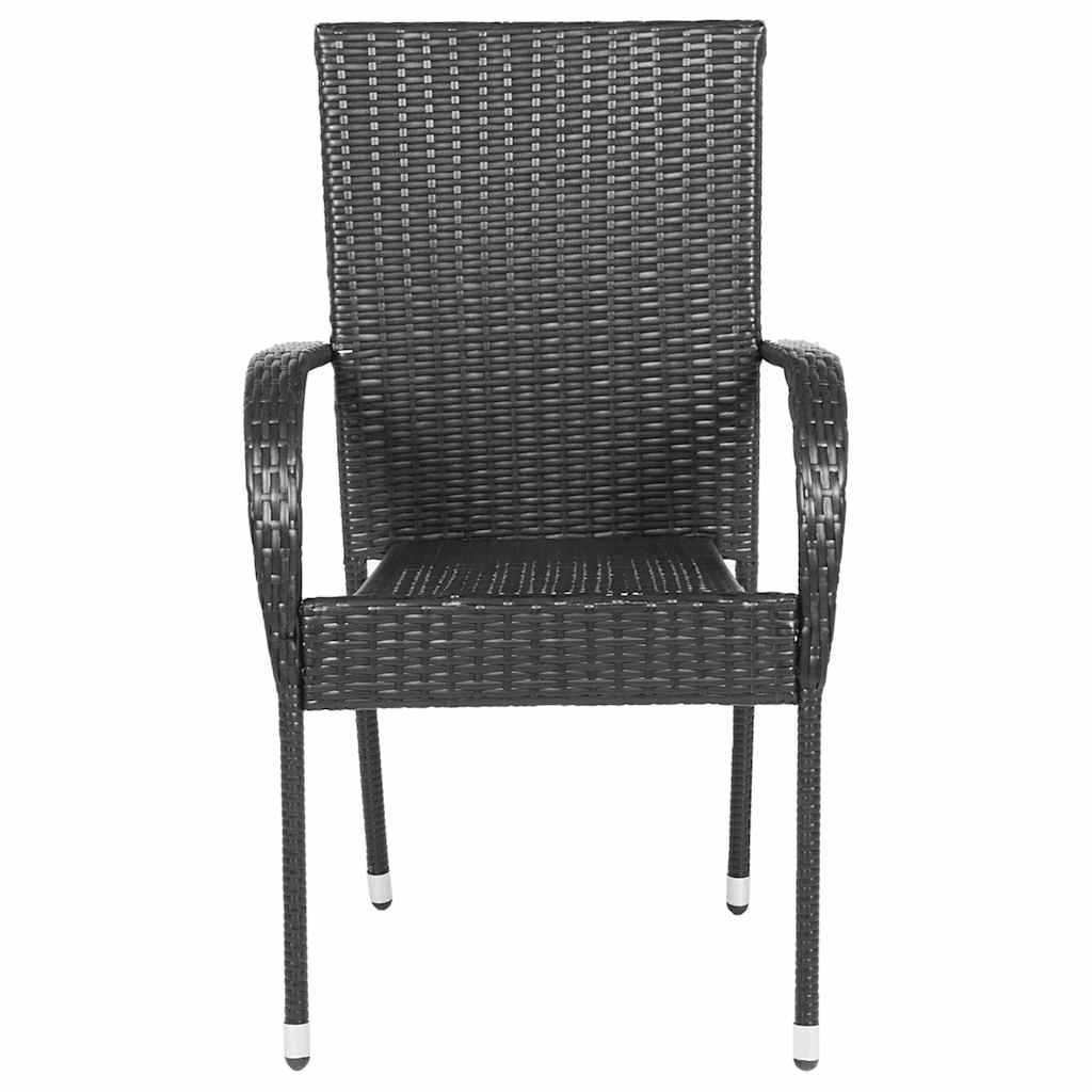 Stapelbare Gartenstühle 2 Stk. Poly Rattan Schwarz