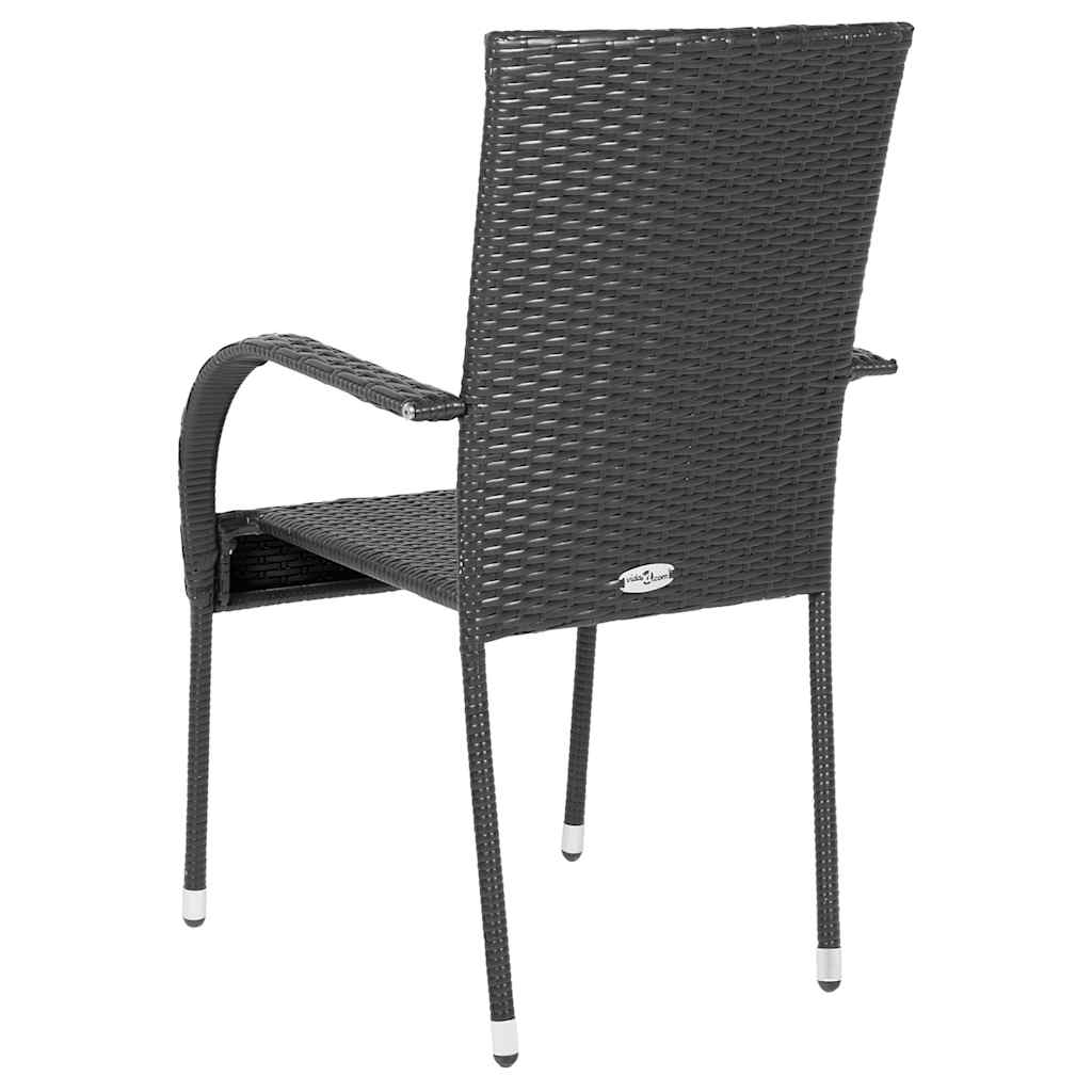 Stapelbare Gartenstühle 2 Stk. Poly Rattan Schwarz