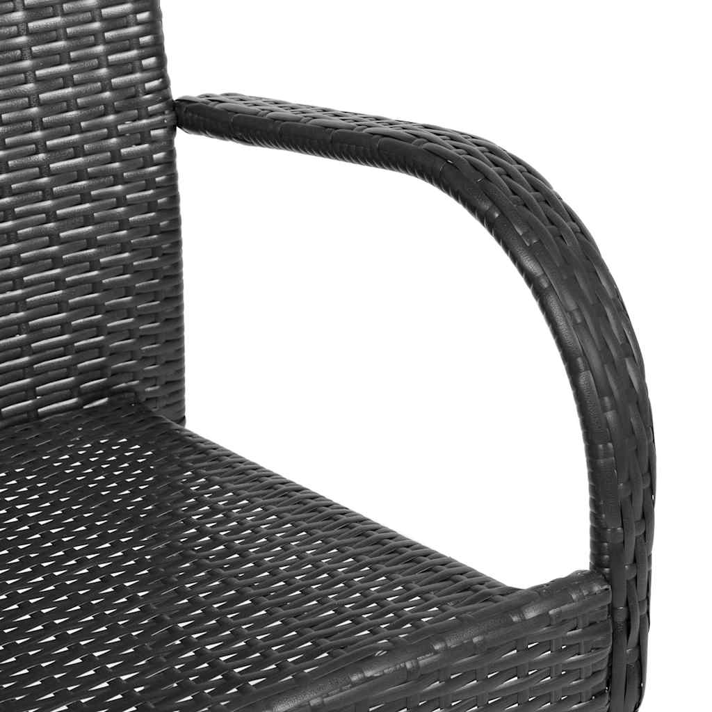 Stapelbare Gartenstühle 2 Stk. Poly Rattan Schwarz
