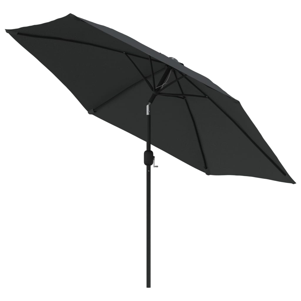 Parasol with LED lights and steel pole 300 cm anthracite