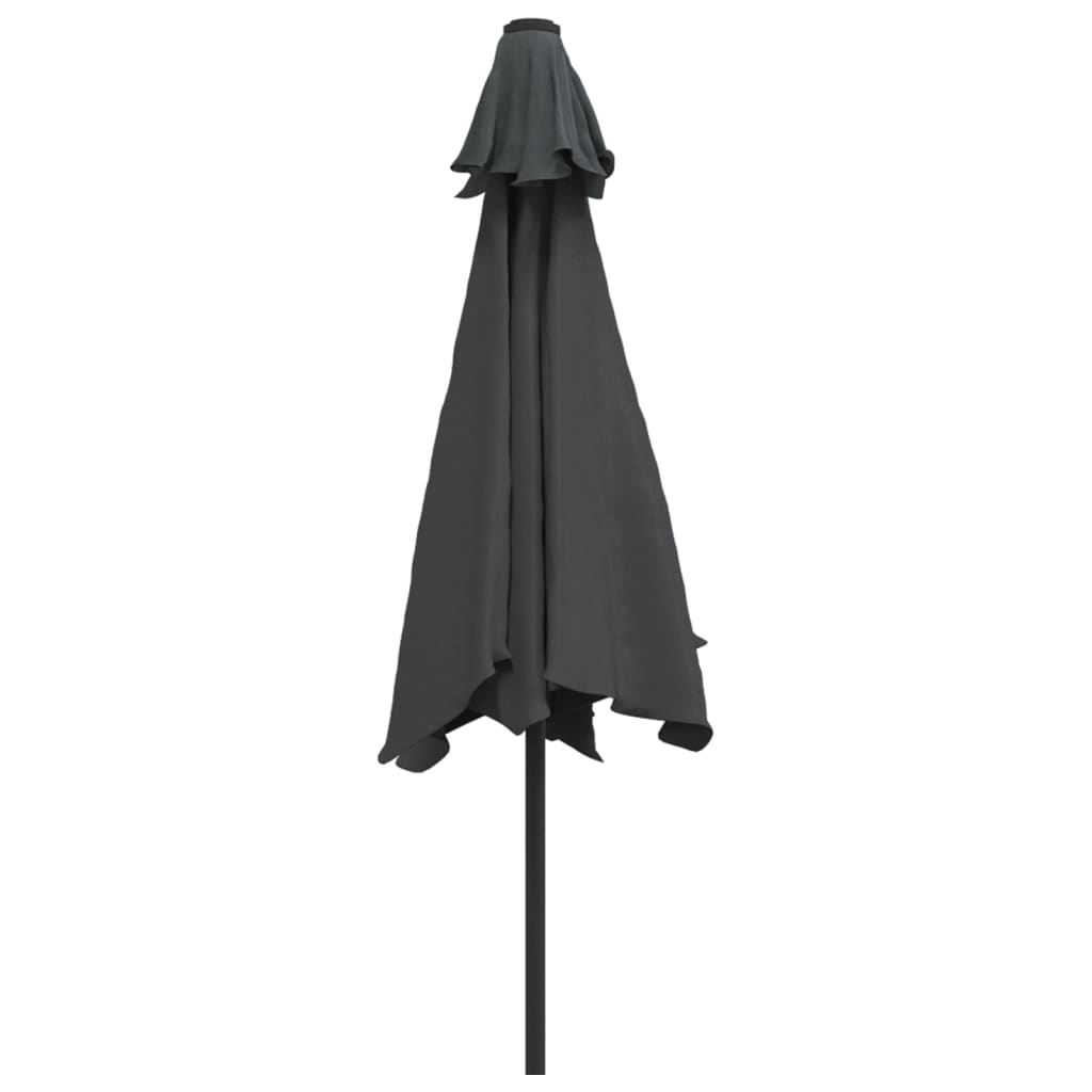Parasol with LED lights and steel pole 300 cm anthracite