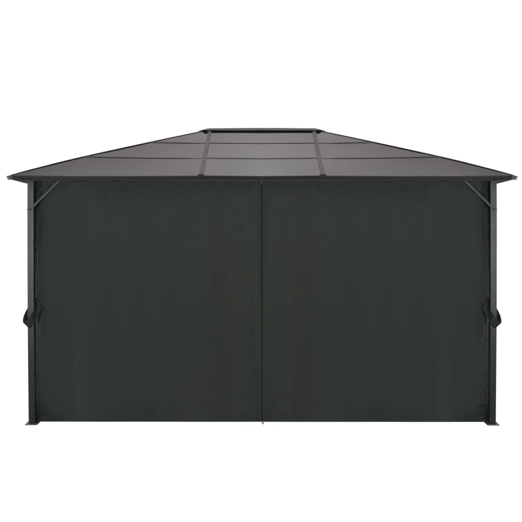 Gartenpavillon mit Vorhang Aluminium 4×3×2,6 m Schwarz