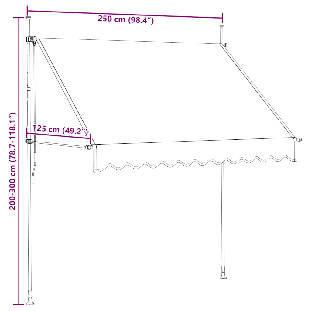 Einziehbare Markise Handbetrieben 250 cm Cremeweiß