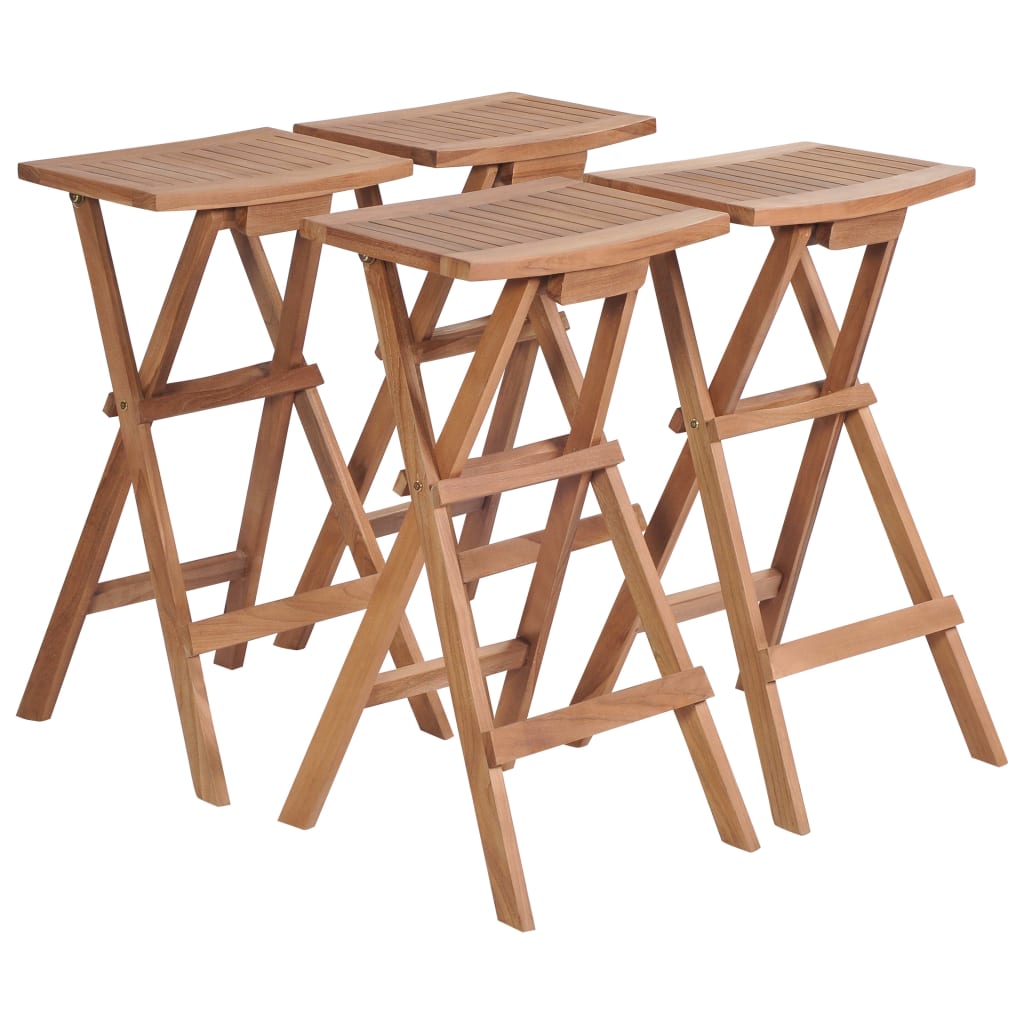 Folding bar stools 4 pcs. Solid teak wood