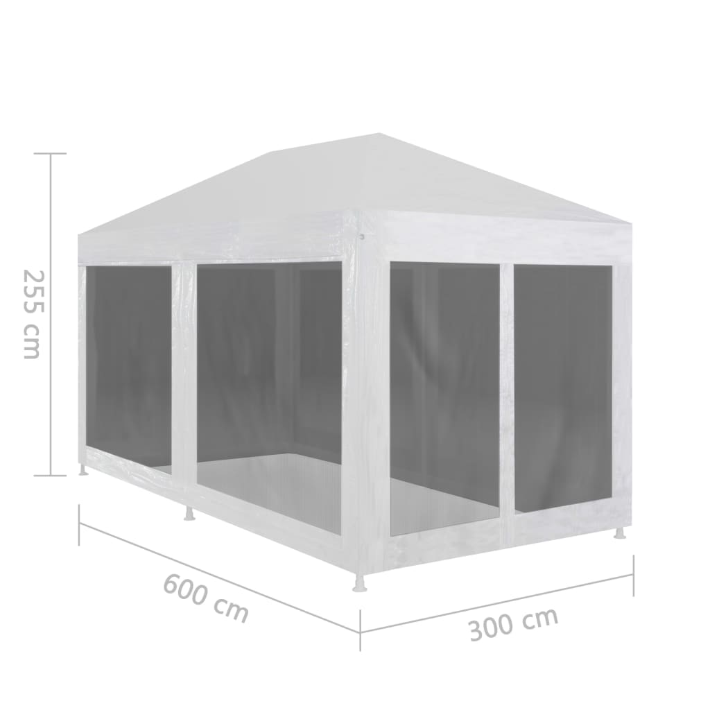 Partyzelt mit 6 Mesh-Seitenwänden 6 x 3 m