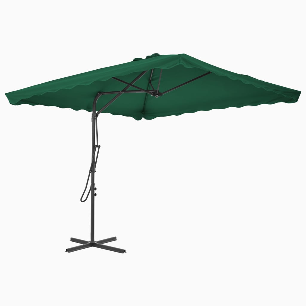Parasol with steel pole 250×250 cm green