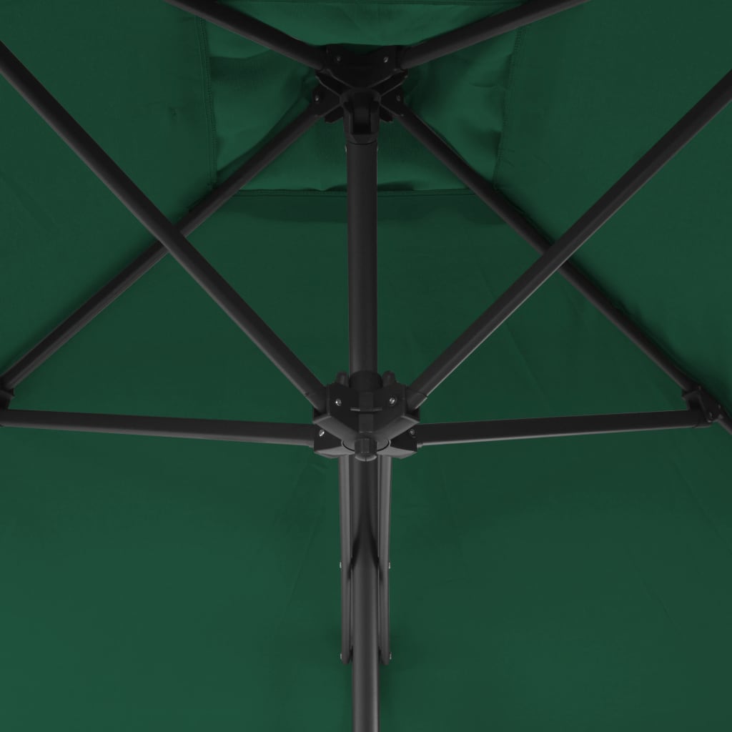 Parasol with steel pole 250×250 cm green