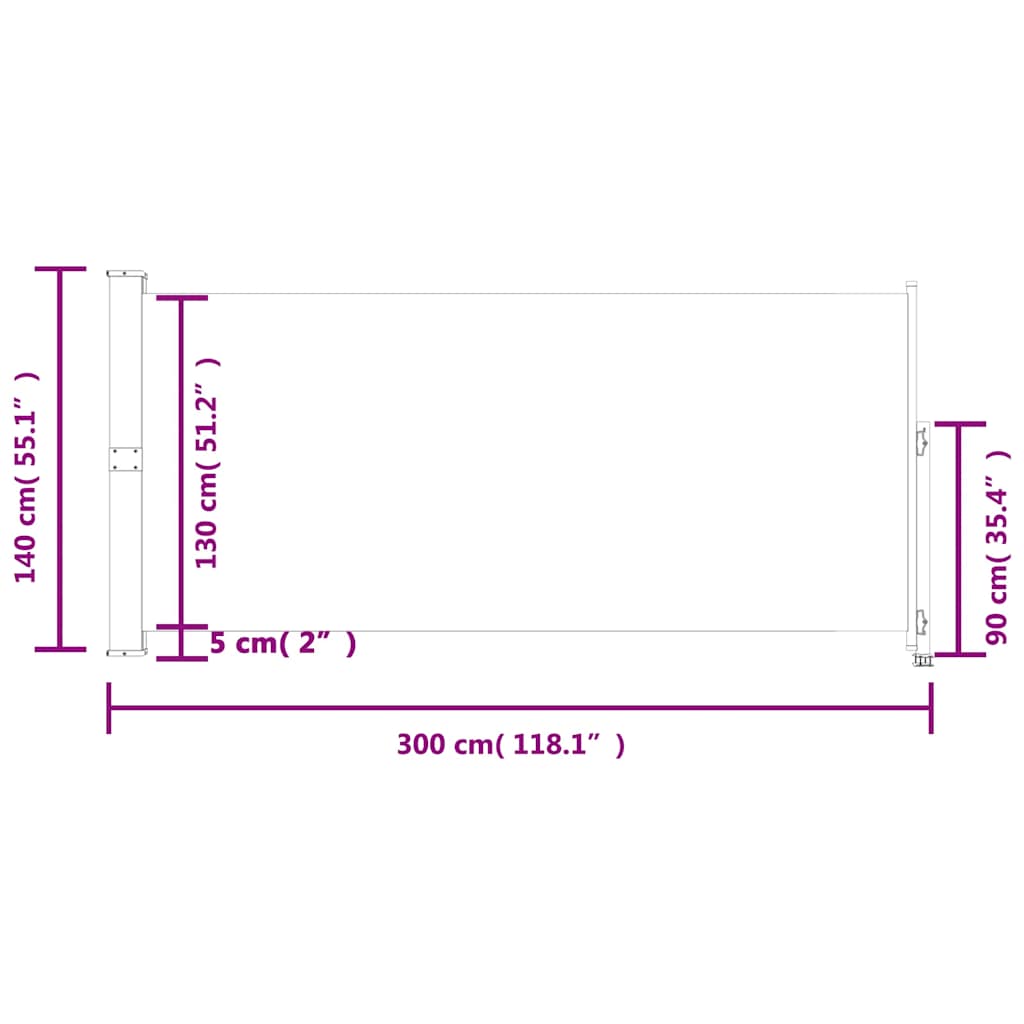 Auvent latéral extensible 140x300 cm noir