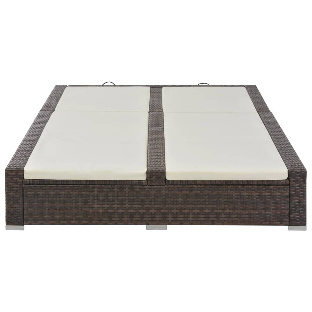 Double sun lounger poly rattan brown
