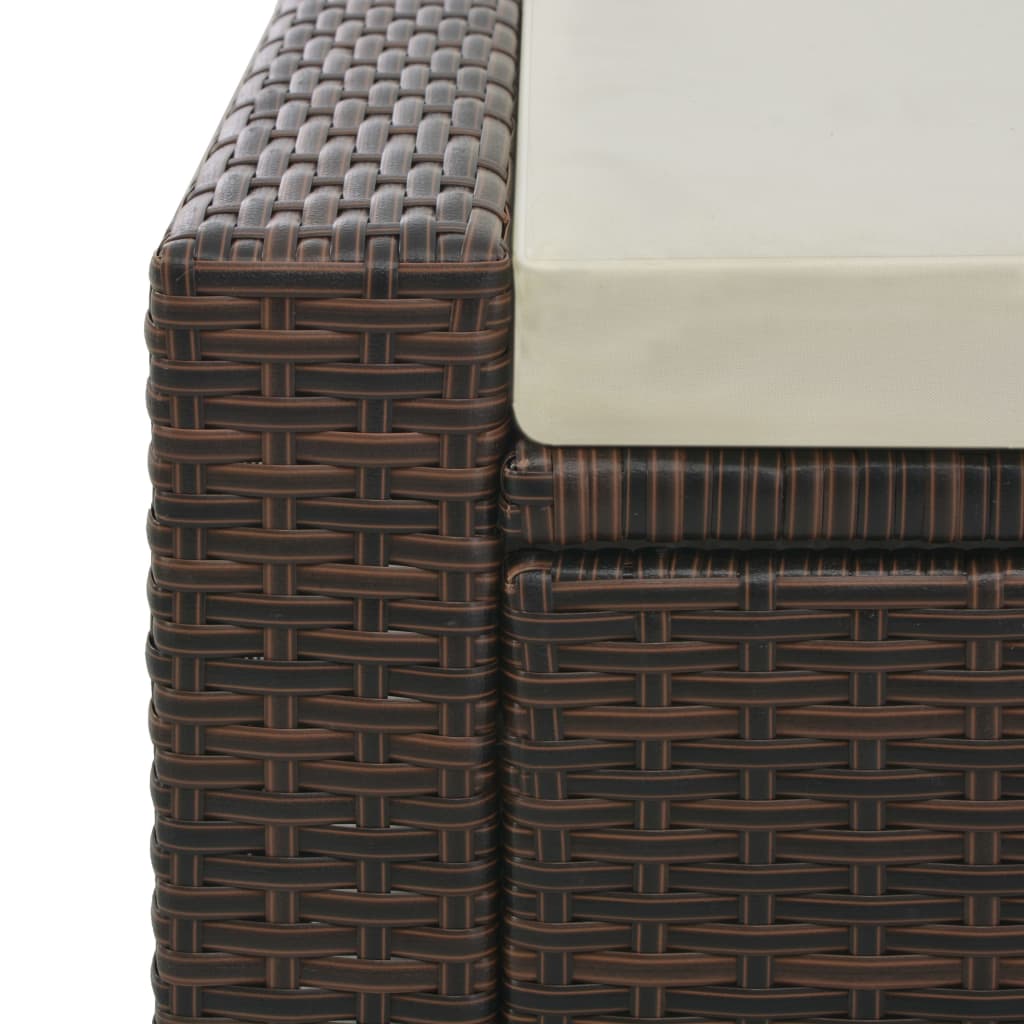 Double sun lounger poly rattan brown