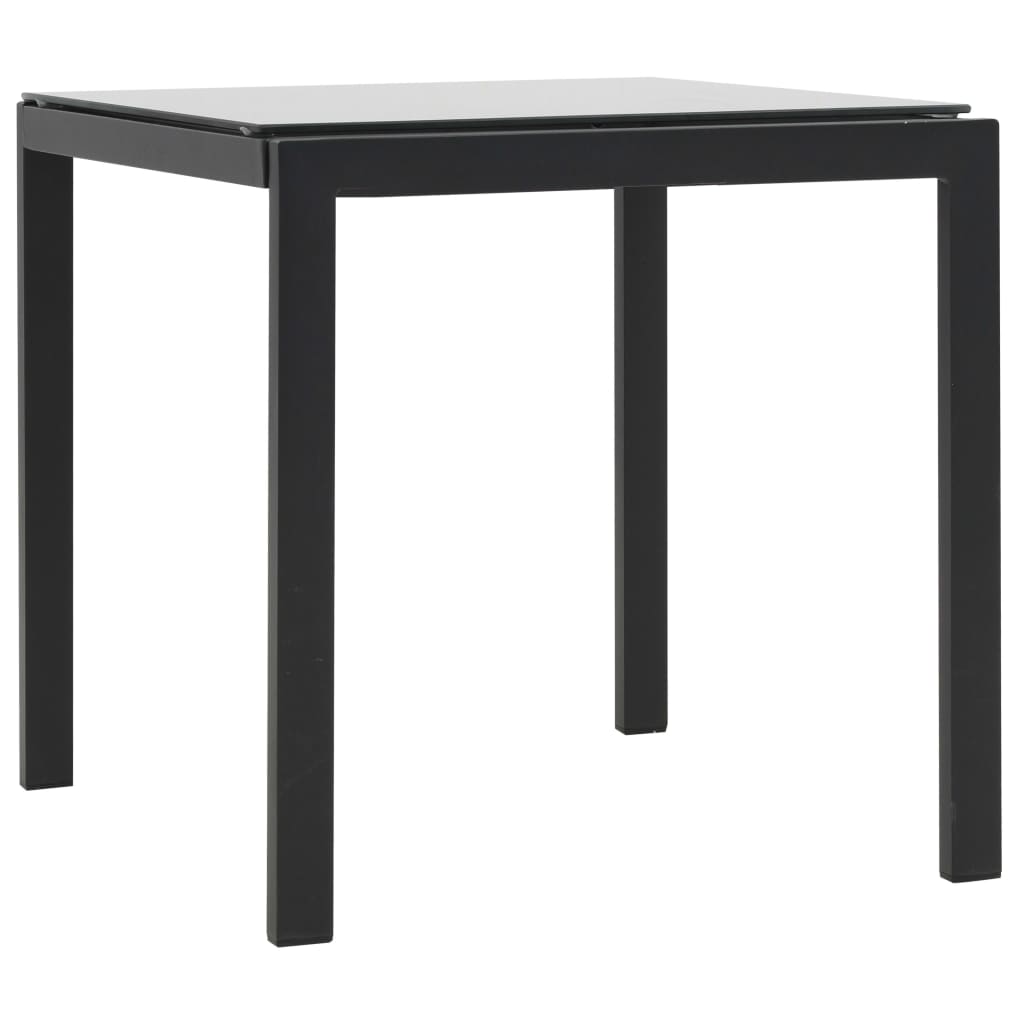 Sun loungers 2 pcs with table poly rattan and textilene black