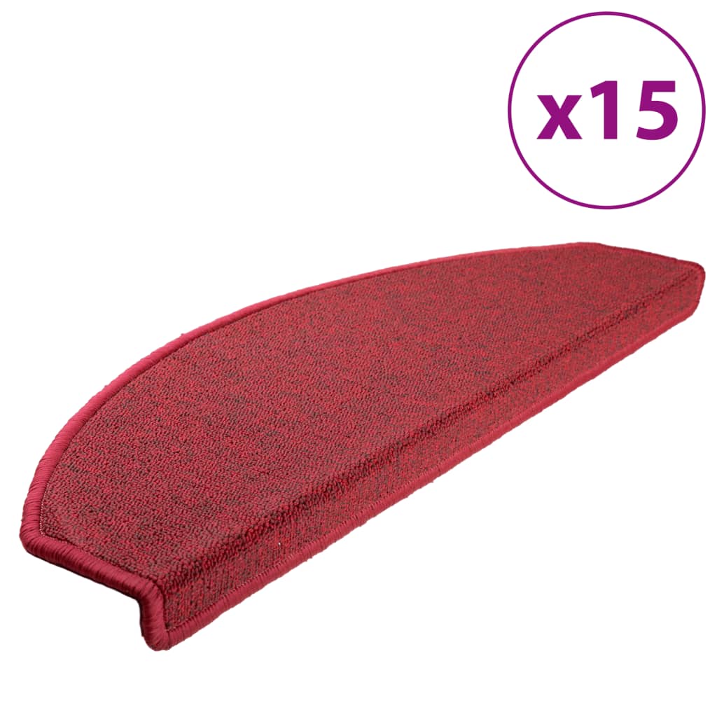 15 pcs. Stair mats Bordeaux red 65 x 24 x 4 cm