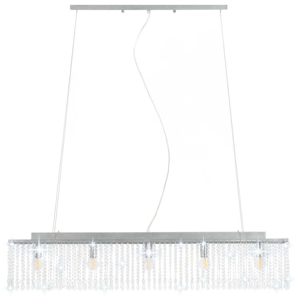 Plafonnier avec perles de cristal argent 104 cm E14