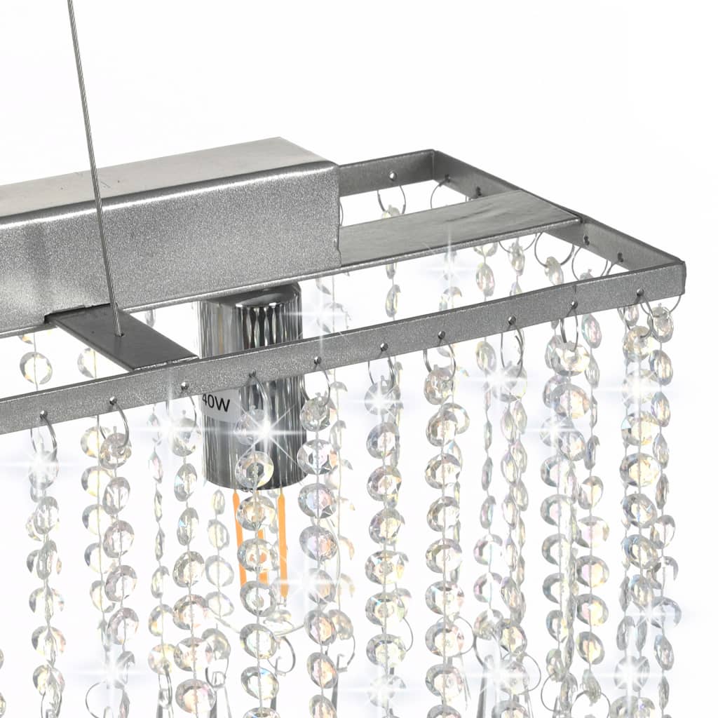 Plafonnier avec perles de cristal argent 104 cm E14