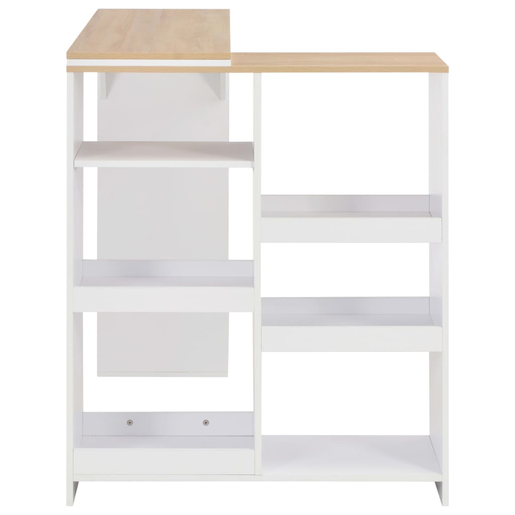 Bar table with movable shelf white 138x39x110 cm