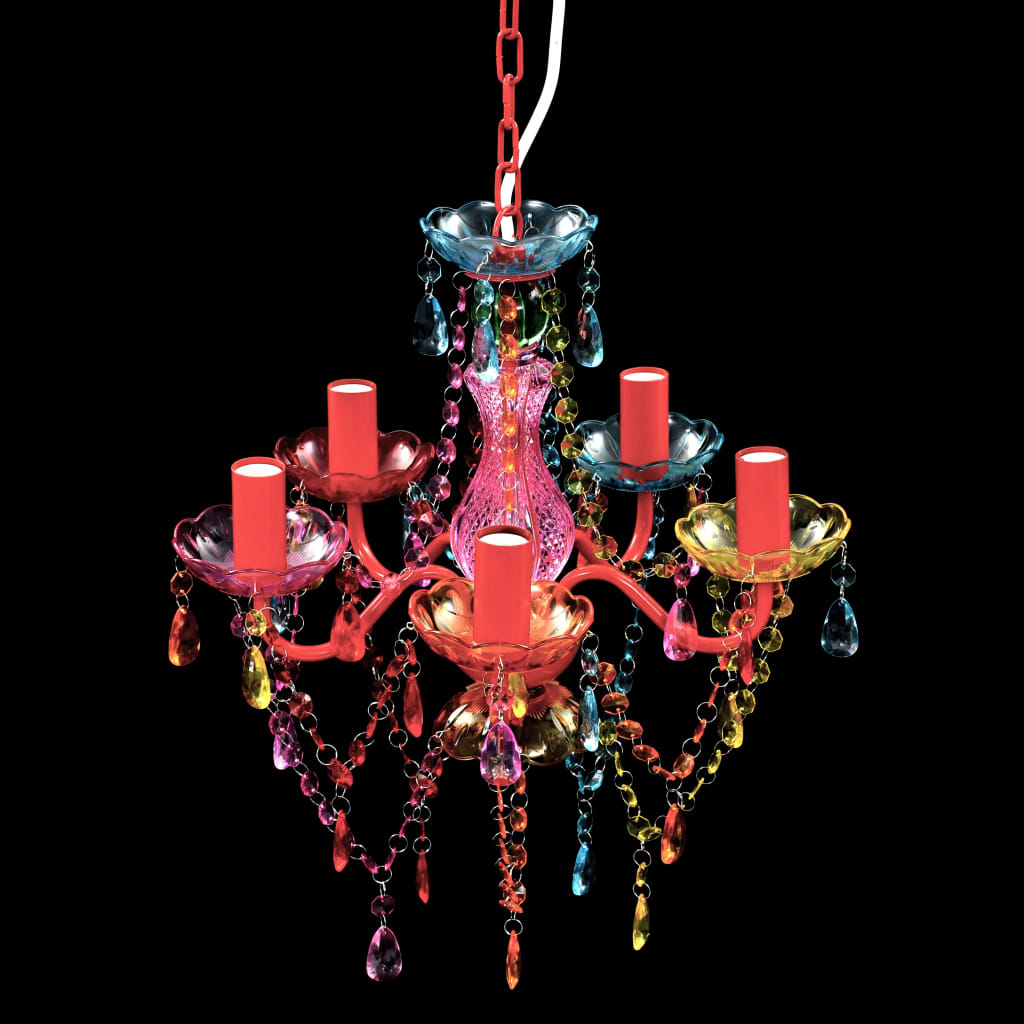 Chandelier 5 bulbs multicolored