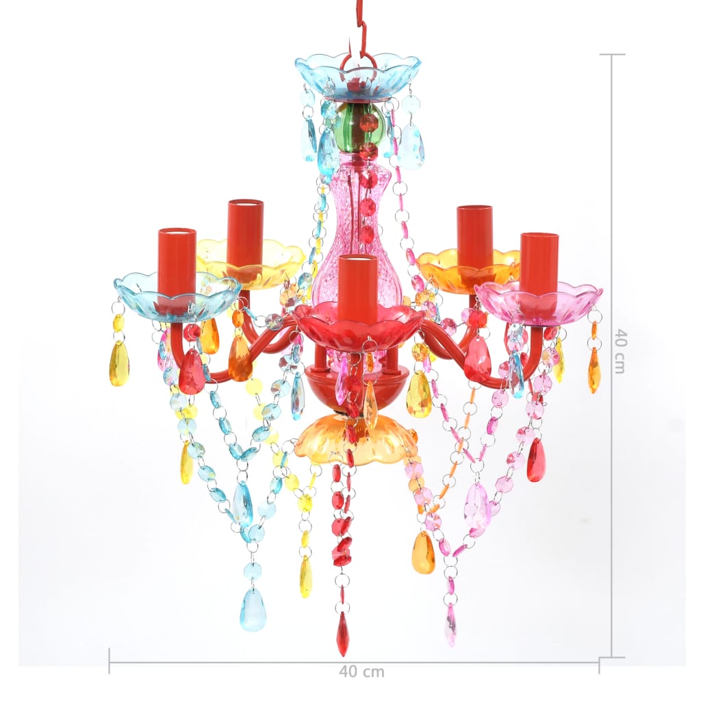Chandelier 5 bulbs multicolored
