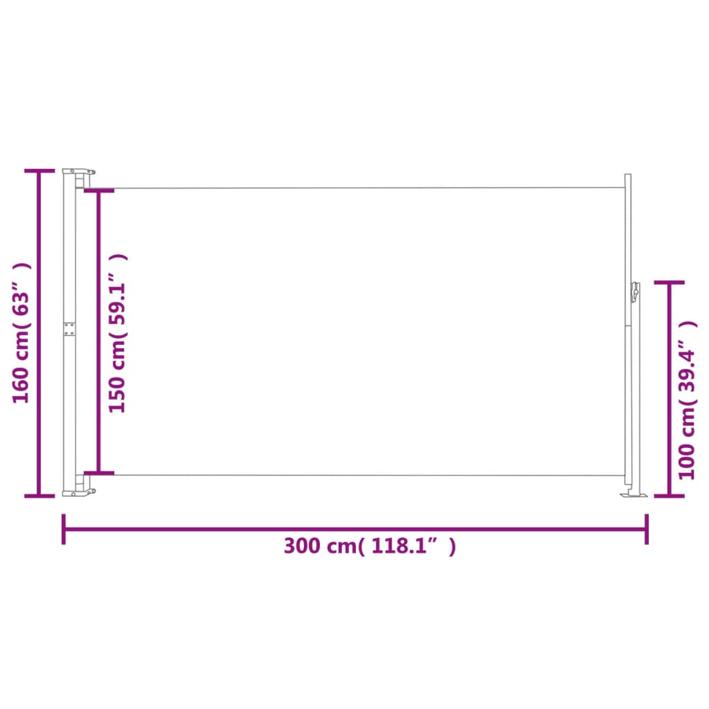 Side awning 160x300 cm red