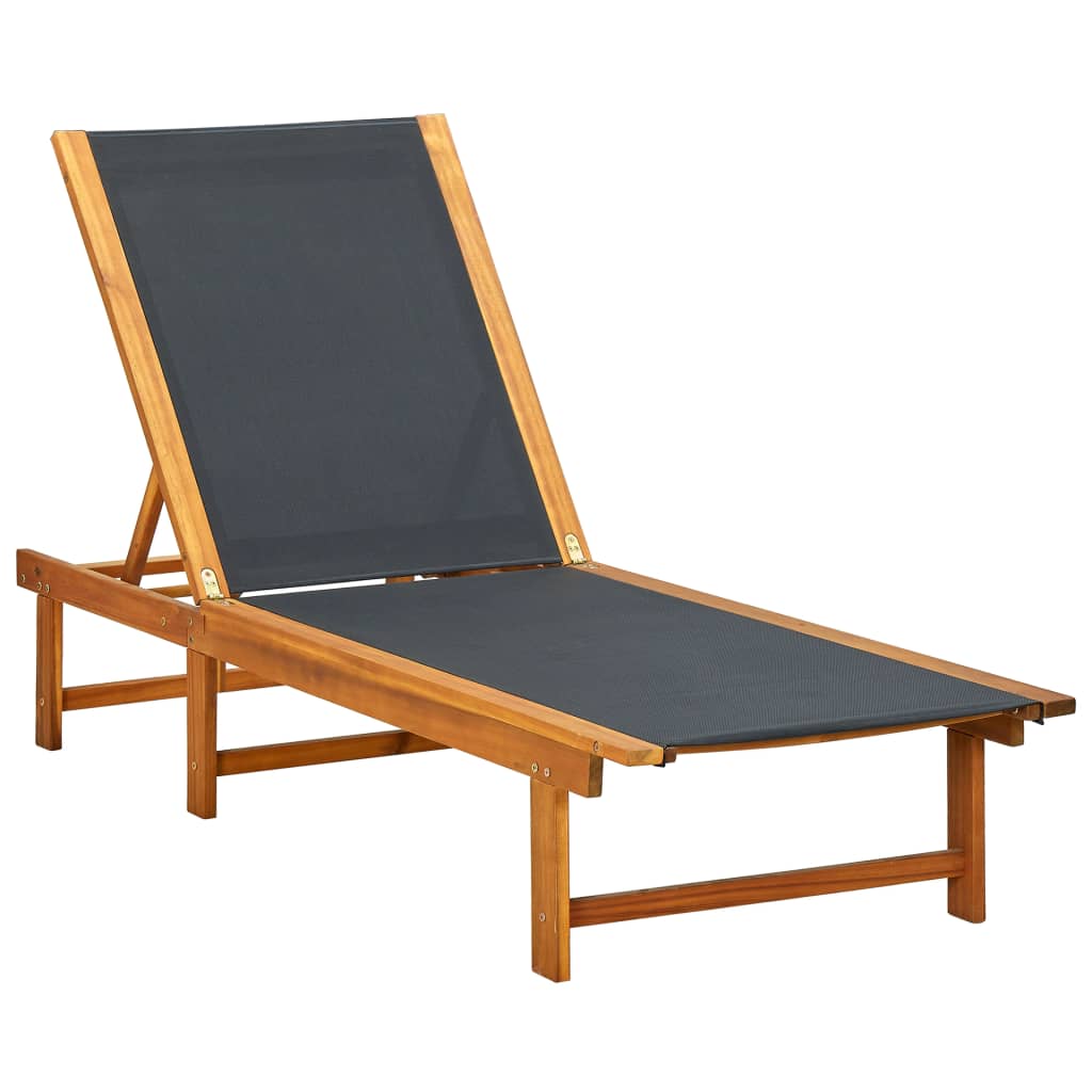 Sun lounger solid wood acacia and textilene