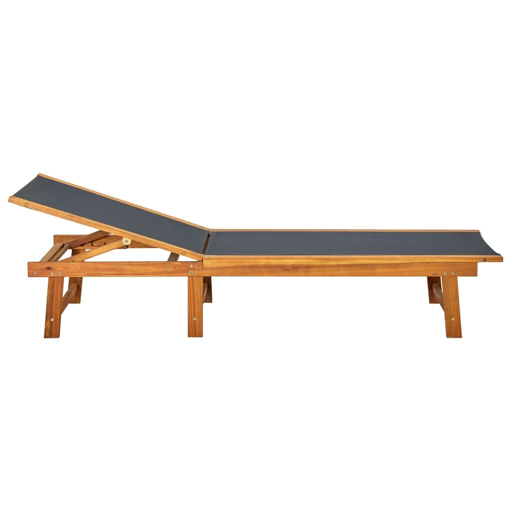 Sun lounger solid wood acacia and textilene