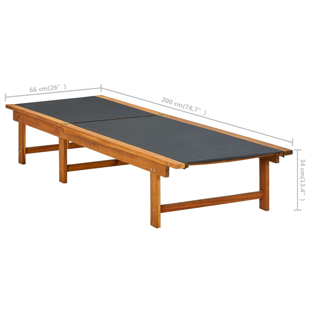 Sun lounger solid wood acacia and textilene