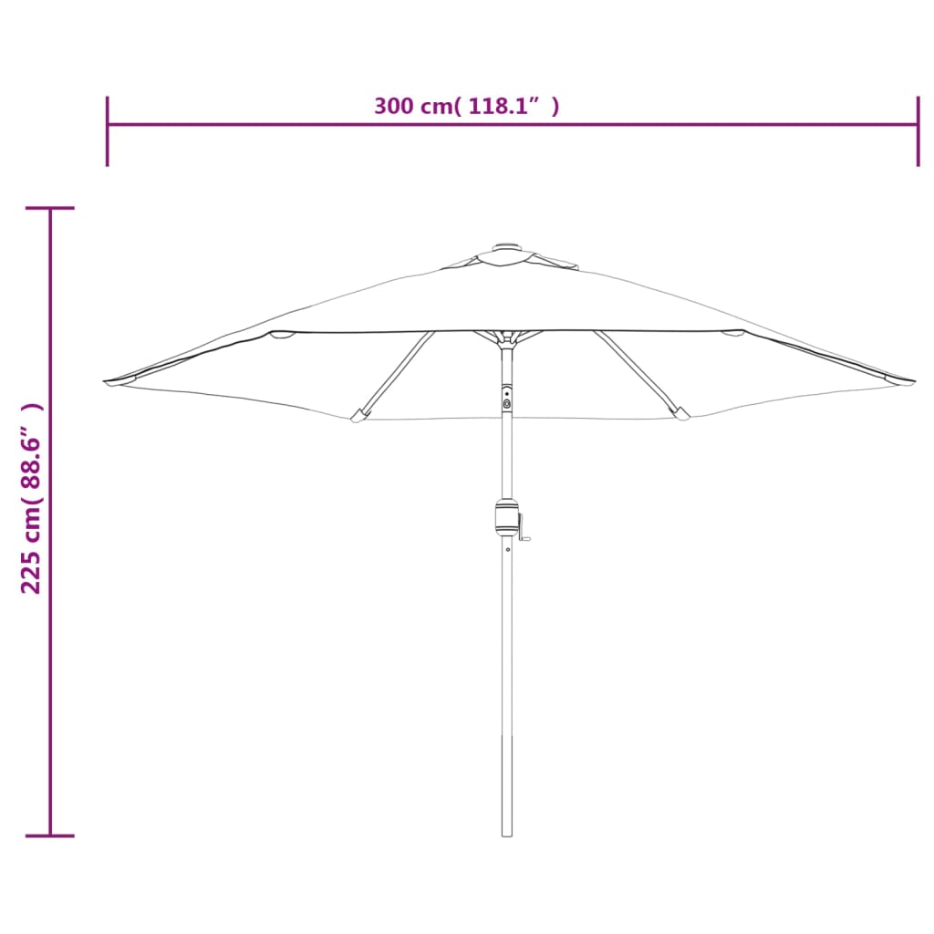 Parasol déporté LED 3 m blanc sable